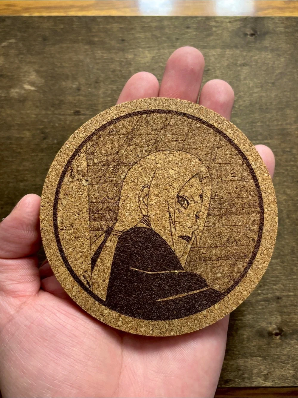 Naruto Tsunade Laser Engraved Cork Coaster #3